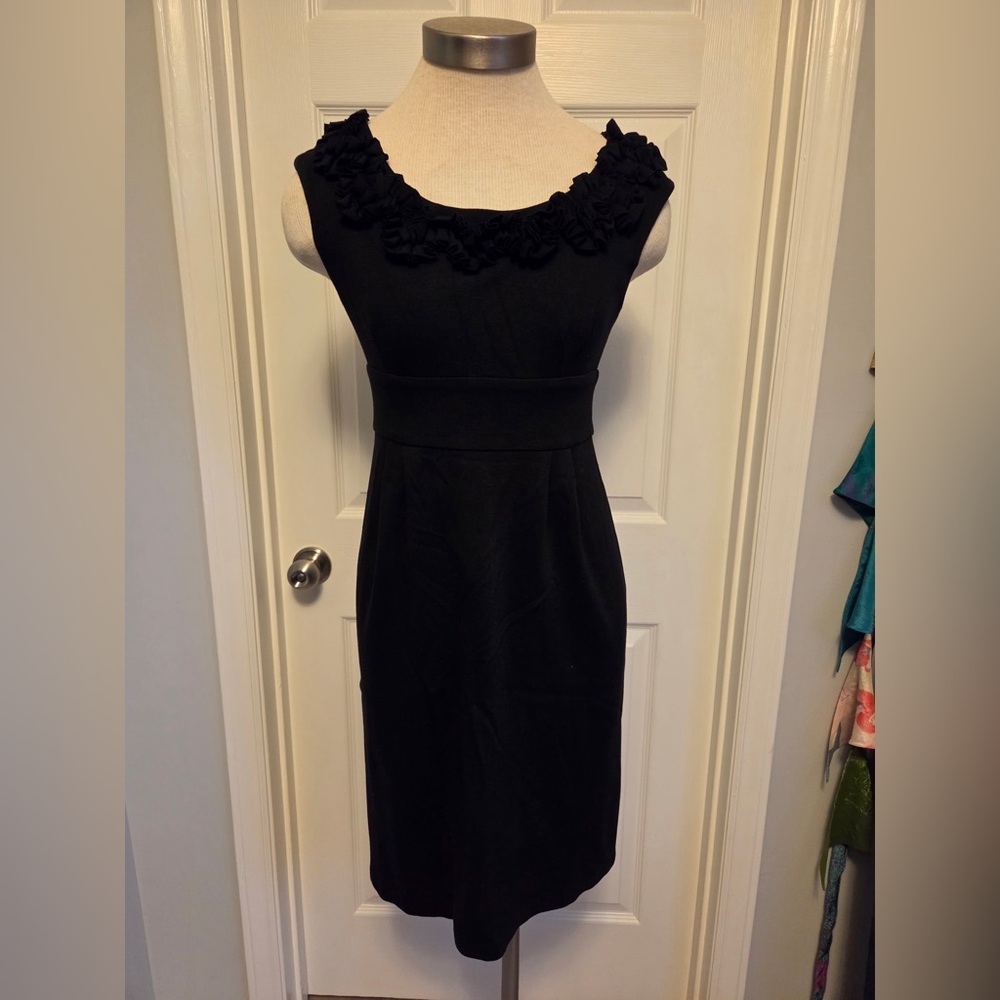 Maggy L - Vintage Classic Black Sleeveless Ruffle-Trim Dress - 4